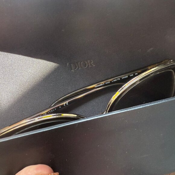 Chanel Metal Cat Eye Sunglasses 4222 in Gold (Pre-Owned) with DIOR Case - Picture 8 of 12